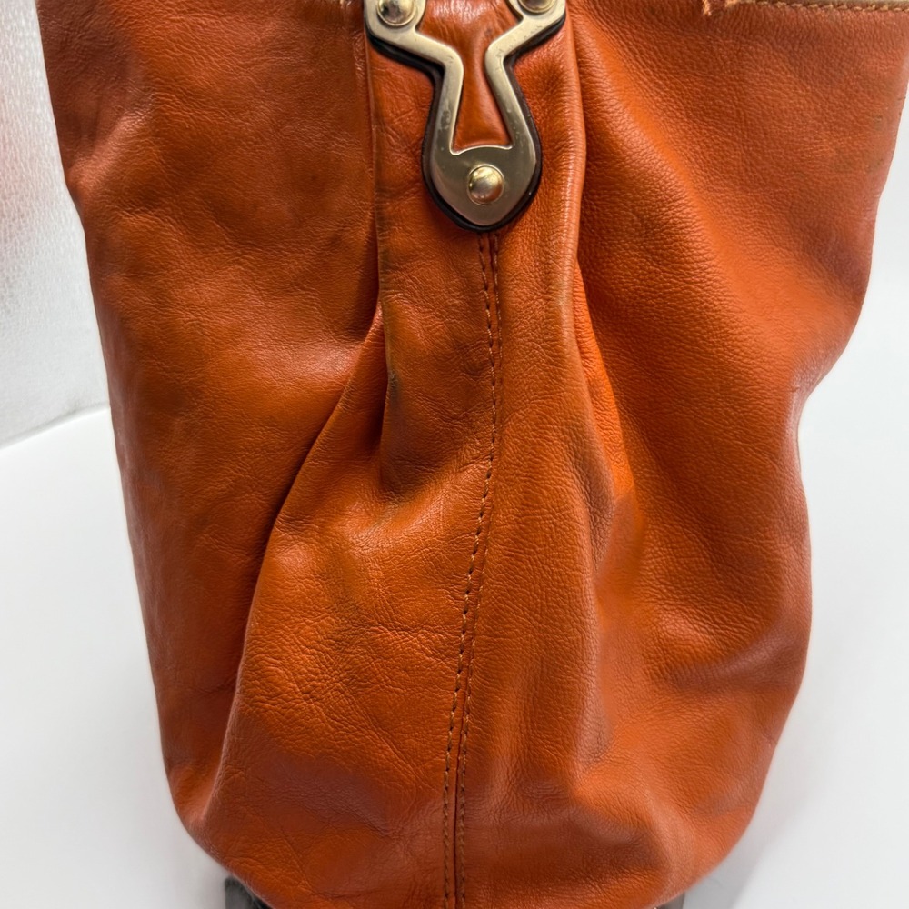 Michael Kors Leather Hobo Bag Large Orange Boho Chic Slouchy Shoulder Bag READ - Picture 8 of 15